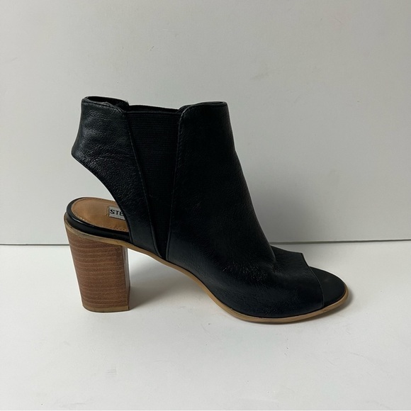 Steve Madden Black Nobell Peep Toe Chunky Heels 6 - Picture 5 of 10